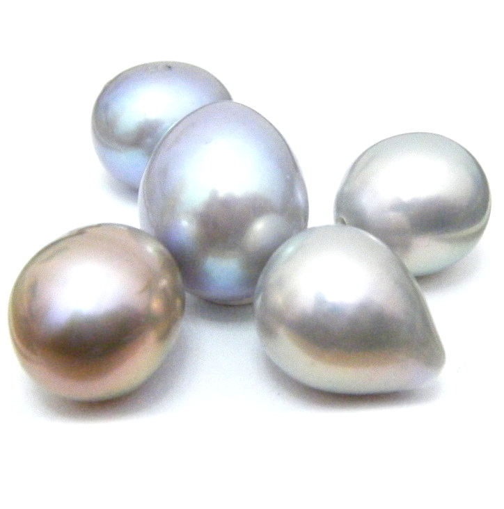 Grey 10-11mm Half Drilled Drop Single Pearls